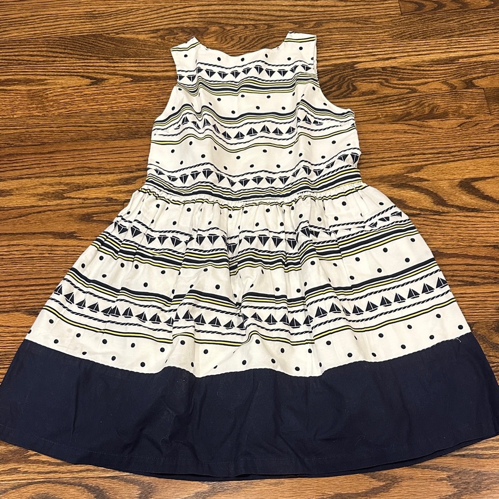 Nautica Navy and White Patterned Kids Dress
